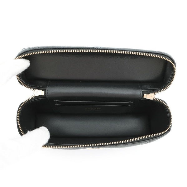 シャネル チェーンショルダーバッグ マトラッセ ヴァニティ ココマーク キャビアスキン AP4936 CHANEL 黒 バニティ 2way