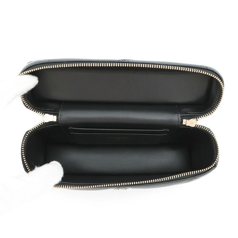 シャネル チェーンショルダーバッグ マトラッセ ヴァニティ ココマーク キャビアスキン AP4936 CHANEL 黒 バニティ 2way