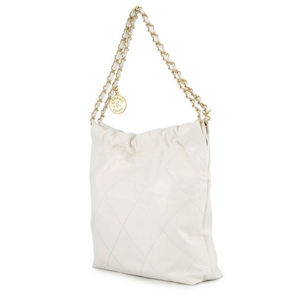 シャネル チェーンショルダーバッグ CHANEL22 スモール カーフスキン AS3260 CHANEL ポーチ付き 白