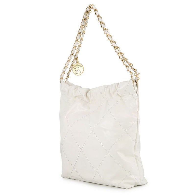 シャネル チェーンショルダーバッグ CHANEL22 スモール カーフスキン AS3260 CHANEL ポーチ付き 白