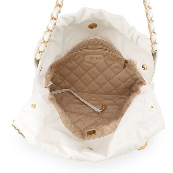 シャネル チェーンショルダーバッグ CHANEL22 スモール カーフスキン AS3260 CHANEL ポーチ付き 白