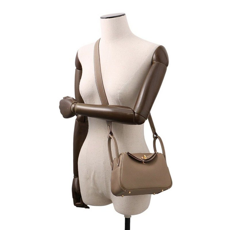 エルメス リンディ ミニ エトゥープ/ゴールド金具 トリヨンクレマンス K刻印 2wayショルダー