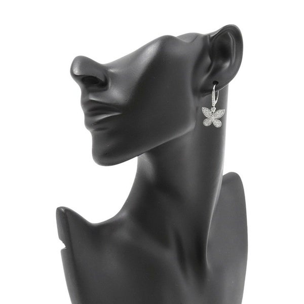 グラフ ピアス パヴェ バタフライ ミニ ダイヤモンド ドロップ イヤリング ダイヤ 計約1.43ct K18WG RGE1167