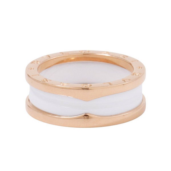 ブルガリ リング ビーゼロワン B-zero1 2バンド K18PGピンクゴールド ホワイトセラミック サイズ58 BVLGARI 指輪