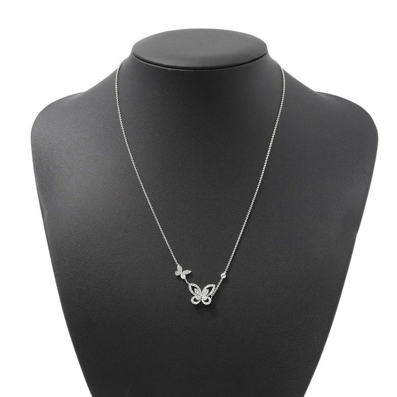 グラフ ネックレス ダブル バタフライ シルエット ダイヤモンド ペンダント ダイヤ計0.53ct K18WG RGP745