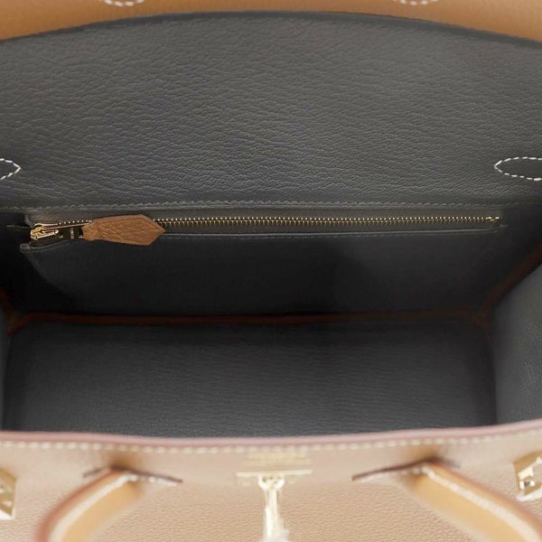 エルメス バーキン25 ヴェルソ ゴールド/グラファイト/ゴールド金具 トゴ W刻印 ハンドバッグ