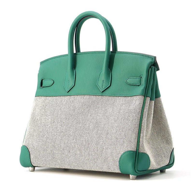 エルメス バーキン25 エクリュ/ヴェールヴェルティゴ/シルバー金具 トワルアッシュ/スイフト W刻印HERMES Birkin