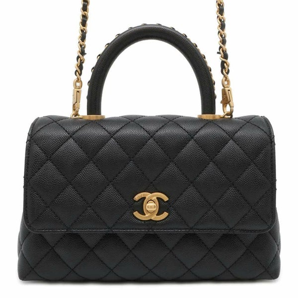 シャネル ハンドバッグ マトラッセ ココマーク ココハンドル キャビアスキン A92990 2wayショルダーバッグ 黒