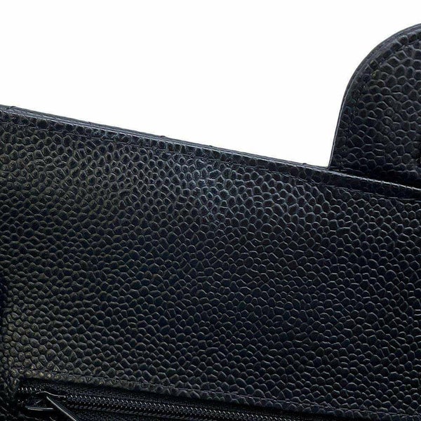 シャネル チェーンショルダーバッグ マトラッセ25 ココマーク キャビアスキン ダブルチェーン A01112 黒