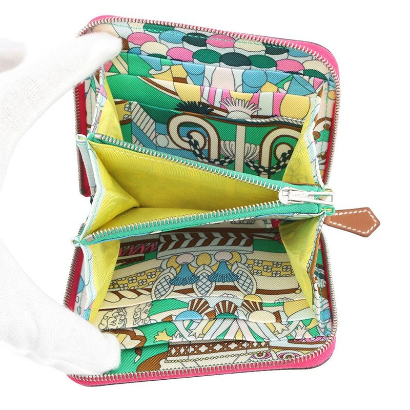 エルメス コインケース アザップコンパクト シルクイン フランボワーズ/シルバー金具 エプソン Z刻印