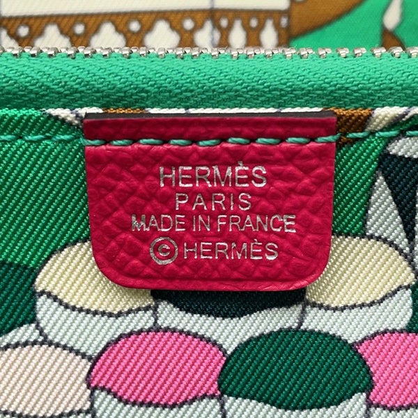 エルメス コインケース アザップコンパクト シルクイン フランボワーズ/シルバー金具 エプソン Z刻印