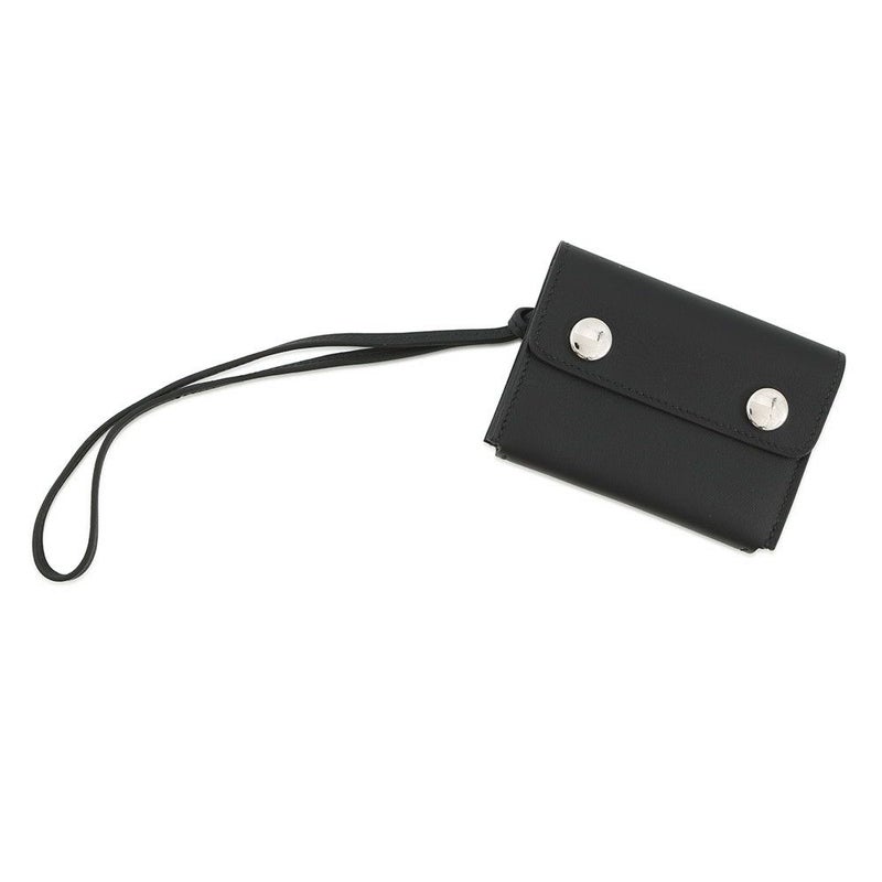 ルメス カードケース エルメスナップ カードケース ブラック/シルバー金具 スイフト W刻印 HERMES 名刺入れ 黒