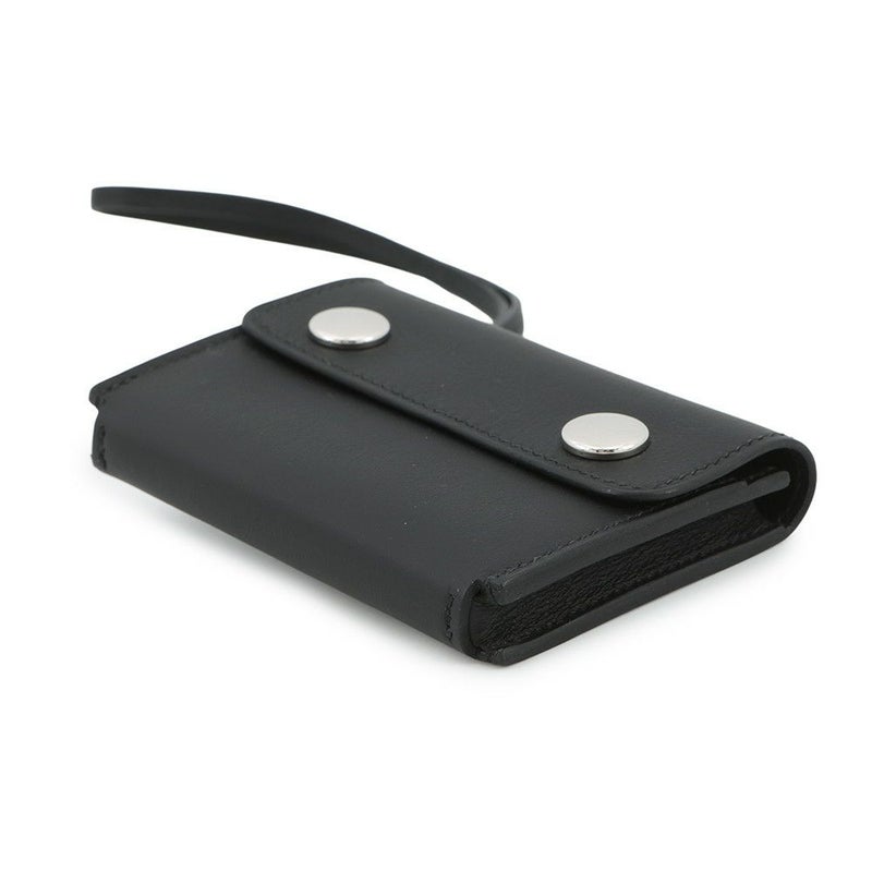 ルメス カードケース エルメスナップ カードケース ブラック/シルバー金具 スイフト W刻印 HERMES 名刺入れ 黒