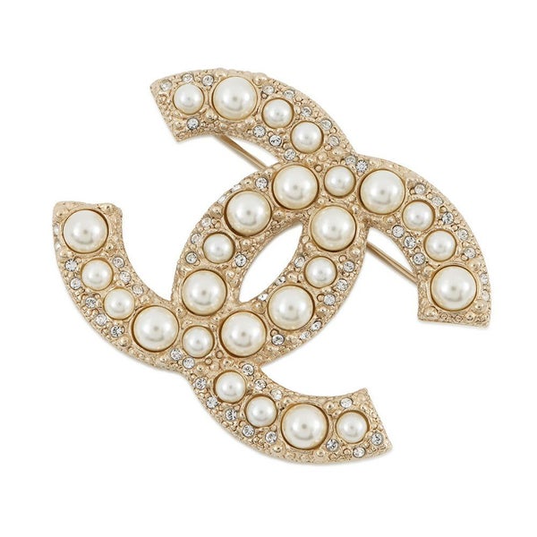シャネル ブローチ ココマーク メタル フェイクパール ラインストーン F23V A64762 CHANEL アクセサリー