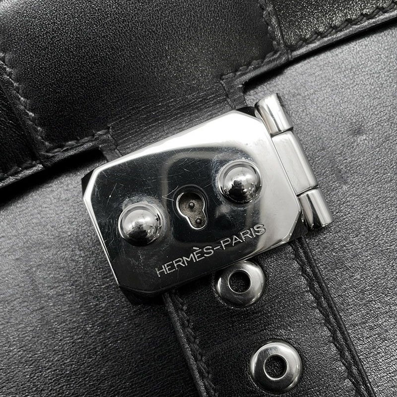 エルメス ブリーフケース サック・ア・デペッシュ41 ブラック/シルバー金具 ボックスカーフ D刻印 メンズ 黒