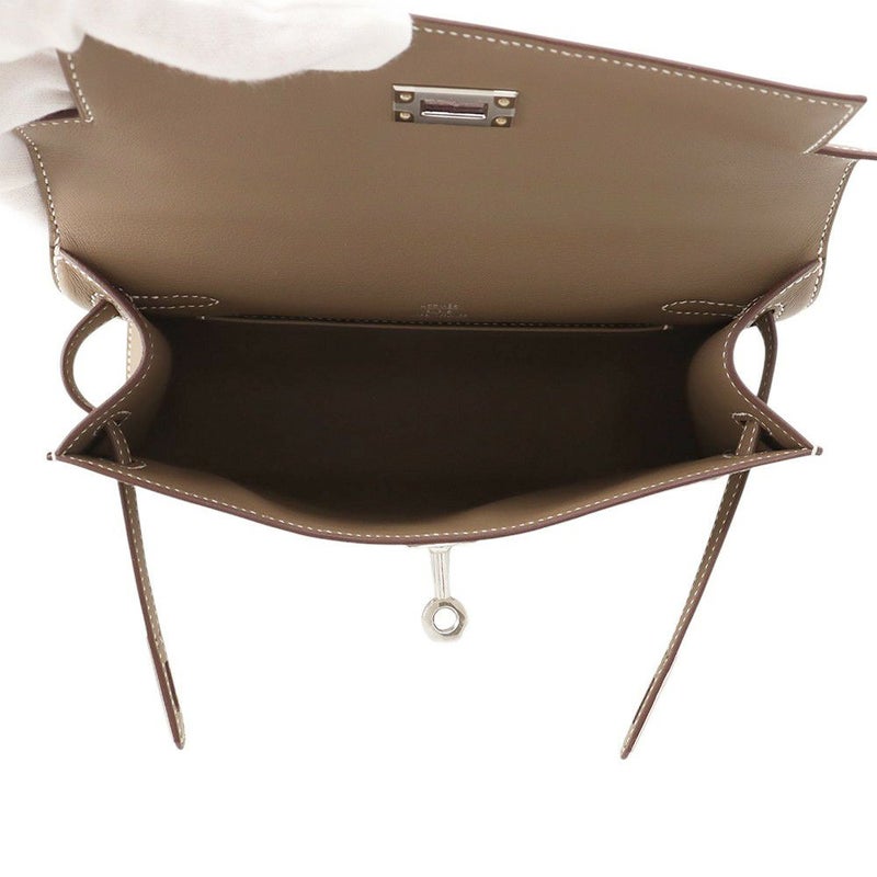 エルメス ハンドバッグ ポシェットケリー エトゥープ/シルバー金具 スイフト K刻印