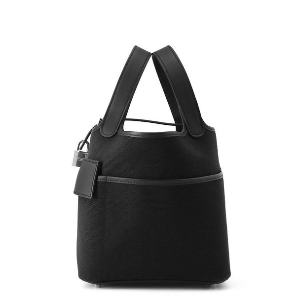 エルメス ハンドバッグ ピコタンロックPM カーゴ ブラック/シルバー金具 トワルゴエラン/スイフト W刻印 黒