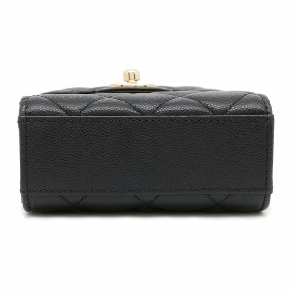 シャネル チェーンフォンポーチ マトラッセ ココマーク キャビアスキン CHANEL バッグ 黒
