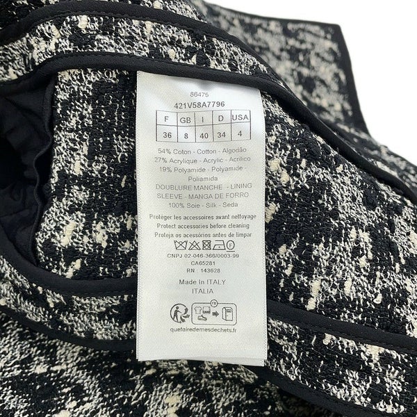 クリスチャン・ディオール ジャケット クロップド 千鳥柄 コットン レディースサイズ36 421V58A7796 アウター 黒