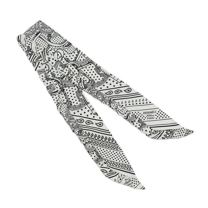 エルメス スカーフ ツイリー フリル エプロン・ドール・バンダナ シルク HERMES 2024年春夏 黒 白