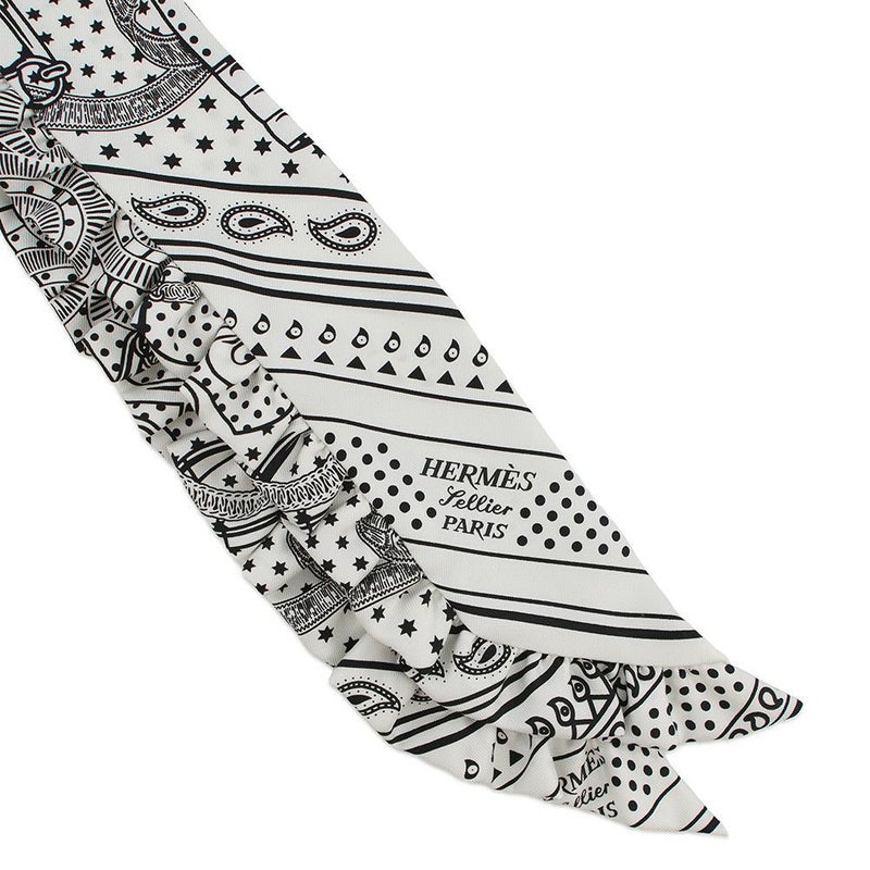 エルメス スカーフ ツイリー フリル エプロン・ドール・バンダナ シルク HERMES 2024年春夏 黒 白