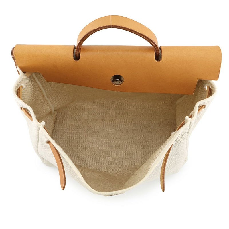 エルメス ショルダーバッグ エールバッグMM エクリュ/ナチュラル/シルバー金具 トワルアッシュ/レザー □E刻印