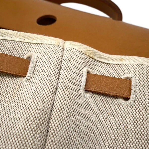 エルメス ショルダーバッグ エールバッグMM エクリュ/ナチュラル/シルバー金具 トワルアッシュ/レザー □E刻印