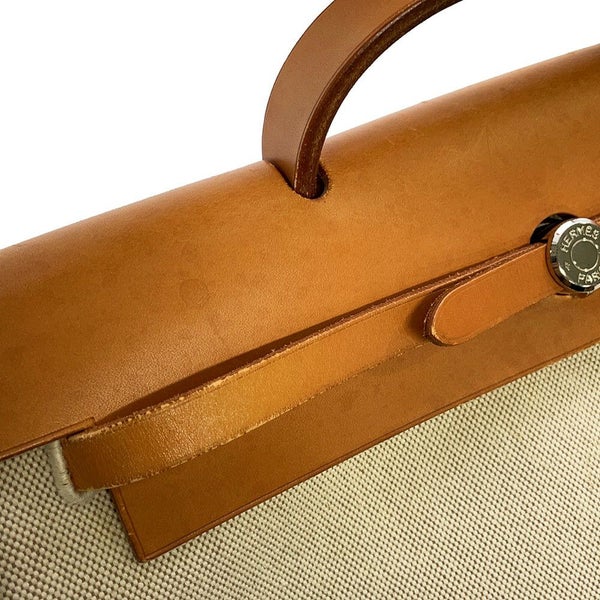 エルメス ショルダーバッグ エールバッグMM エクリュ/ナチュラル/シルバー金具 トワルアッシュ/レザー □E刻印