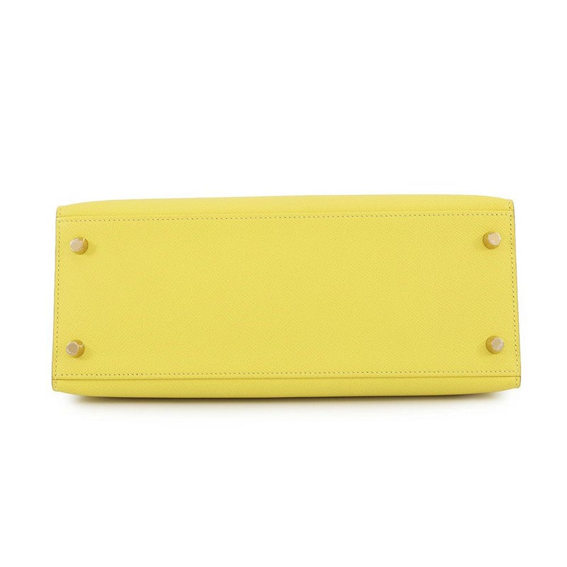 エルメス ハンドバッグ ケリー28 外縫い ライム/ゴールド金具 エプソン D刻印 2wayショルダー