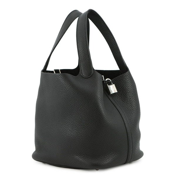 エルメス ハンドバッグ ピコタンロックMM ブラック/シルバー金具 トリヨンクレマンス T刻印 黒