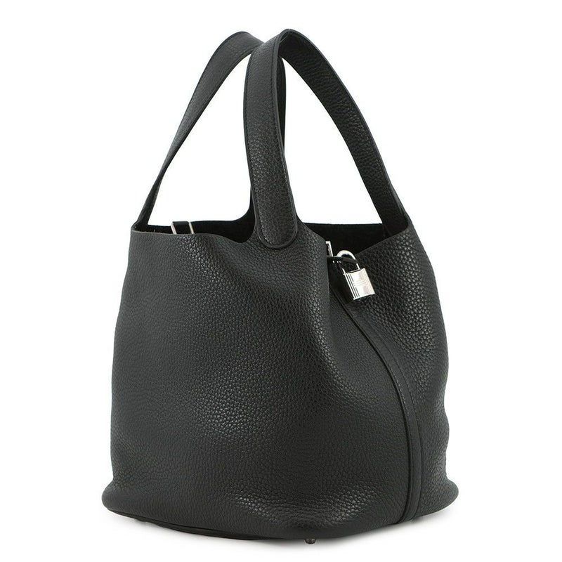 エルメス ハンドバッグ ピコタンロックMM ブラック/シルバー金具 トリヨンクレマンス T刻印 黒