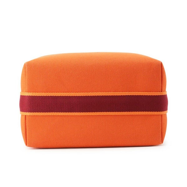 エルメス ポーチ ブリッド・ア・ブラックGM オレンジ/ボルドー シルバー金具 コットン HERMES 小物入れ