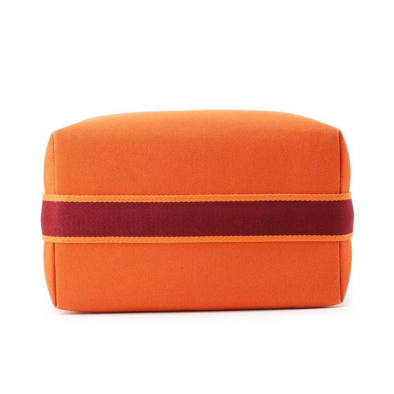 エルメス ポーチ ブリッド・ア・ブラックGM オレンジ/ボルドー シルバー金具 コットン HERMES 小物入れ