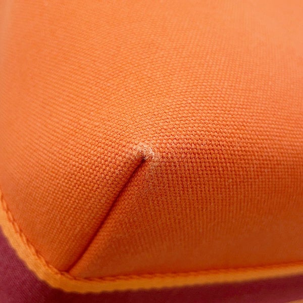 エルメス ポーチ ブリッド・ア・ブラックGM オレンジ/ボルドー シルバー金具 コットン HERMES 小物入れ