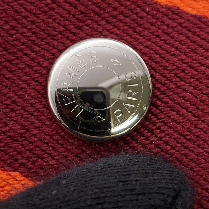 エルメス ポーチ ブリッド・ア・ブラックGM オレンジ/ボルドー シルバー金具 コットン HERMES 小物入れ