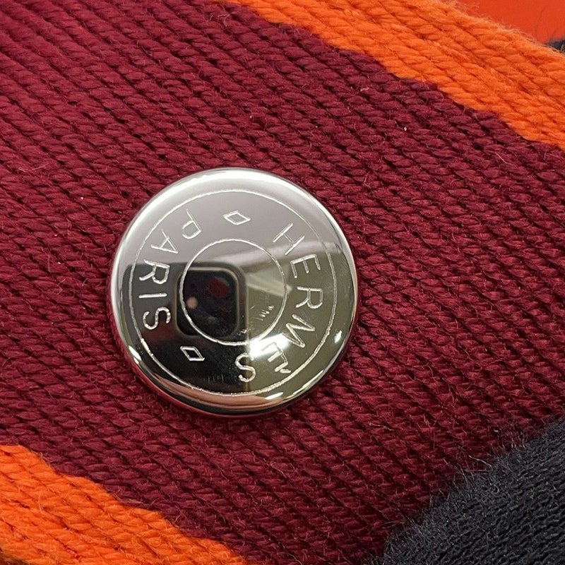 エルメス ポーチ ブリッド・ア・ブラックGM オレンジ/ボルドー シルバー金具 コットン HERMES 小物入れ