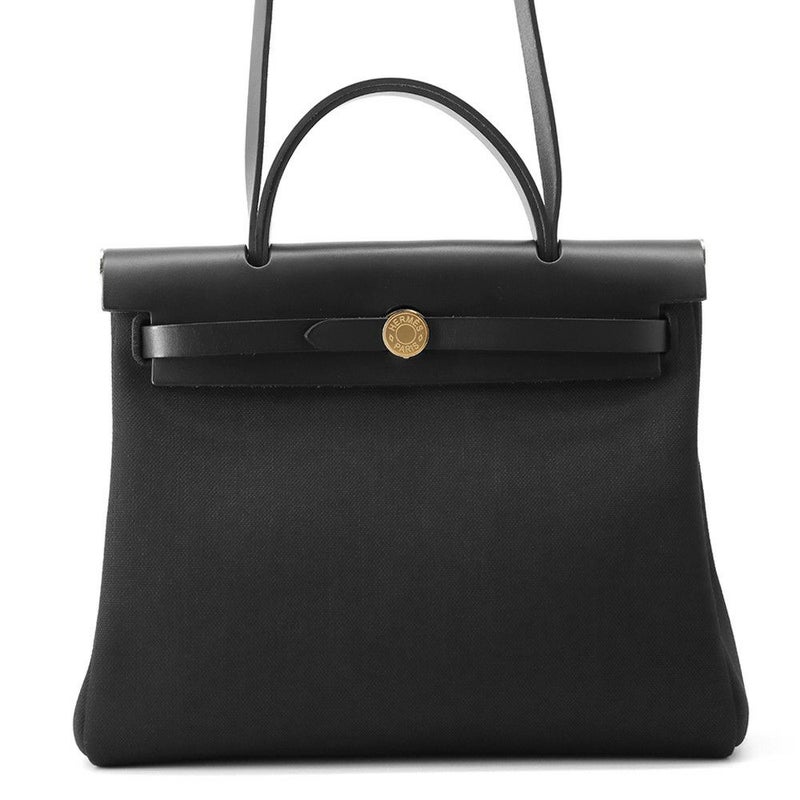 エルメス エールバッグジップPM ブラック/ゴールド金具 トワルミリタリー/ヴァッシュハンター U刻印  黒