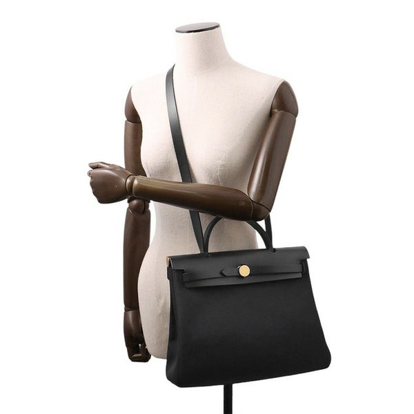 エルメス エールバッグジップPM ブラック/ゴールド金具 トワルミリタリー/ヴァッシュハンター U刻印  黒