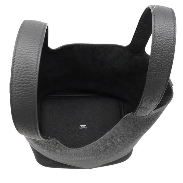 エルメス ハンドバッグ ピコタンロックMM ブラック/シルバー金具 トリヨンクレマンス K刻印 黒