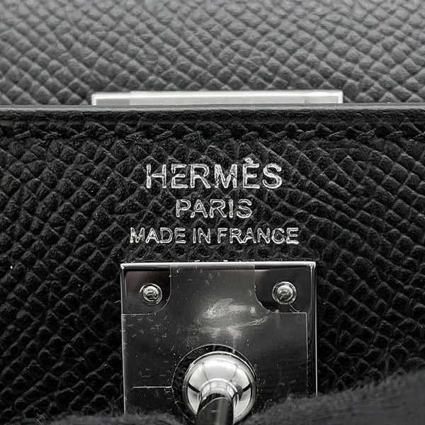 エルメス ハンドバッグ ケリー25 外縫い ブラック/シルバー金具 エプソン K刻印 2wayショルダー 黒