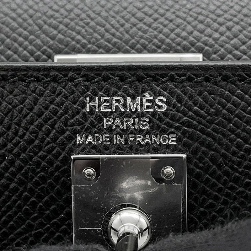 エルメス ハンドバッグ ケリー25 外縫い ブラック/シルバー金具 エプソン K刻印 2wayショルダー 黒