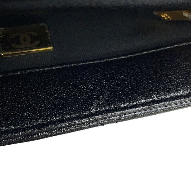 シャネル チェーンショルダーバッグ マトラッセ ココマーク スモール ラムスキン AS3214 CHANEL ワンショルダー 黒