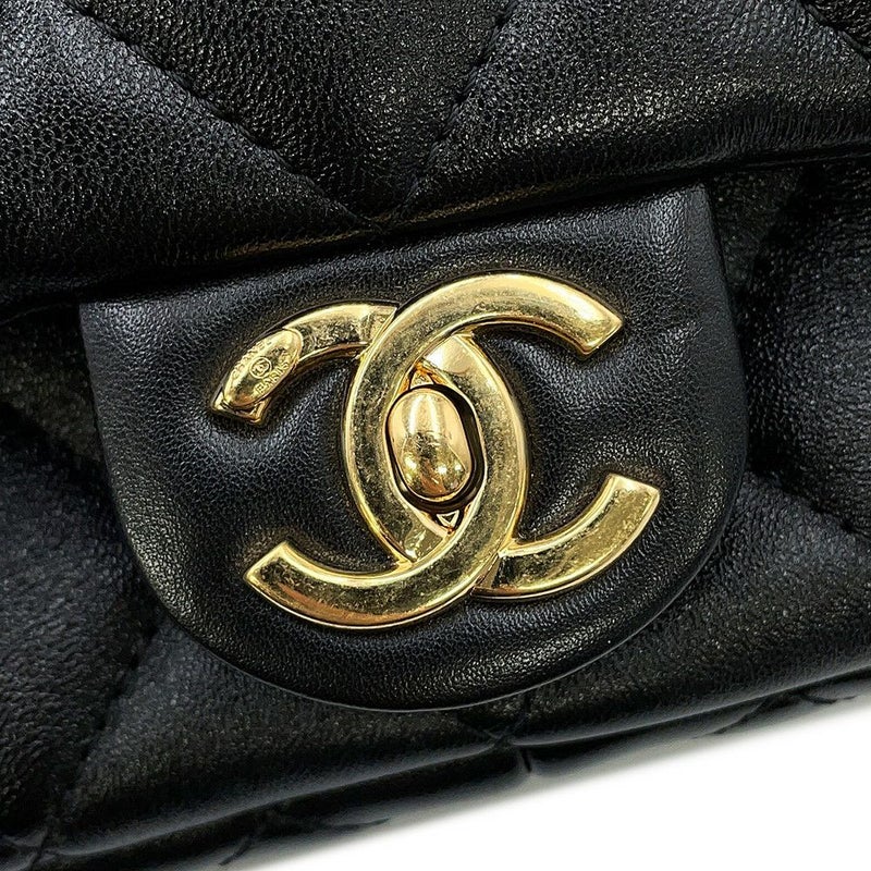 シャネル チェーンショルダーバッグ マトラッセ ココマーク スモール ラムスキン AS3214 CHANEL ワンショルダー 黒