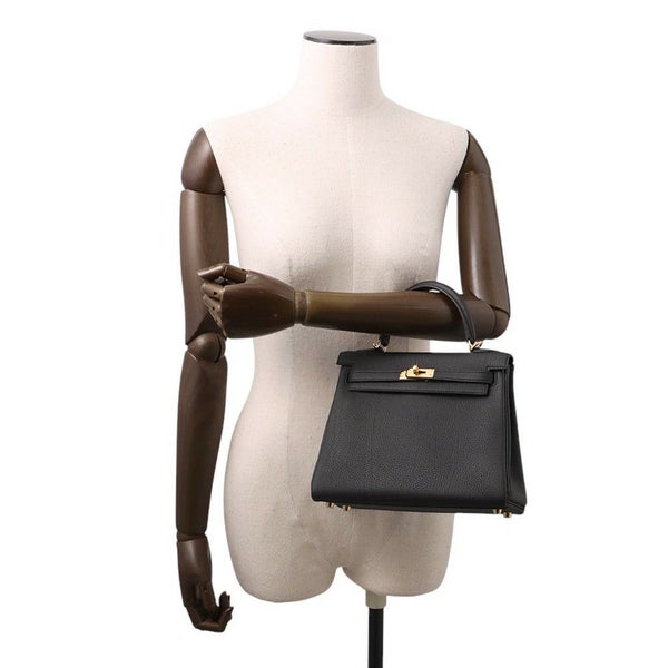 エルメス ハンドバッグ ケリー25 内縫い ブラック/ゴールド金具 トゴ K刻印 2wayショルダー 黒