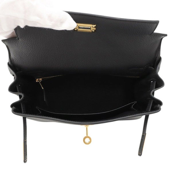 エルメス ハンドバッグ ケリー25 内縫い ブラック/ゴールド金具 トゴ K刻印 2wayショルダー 黒