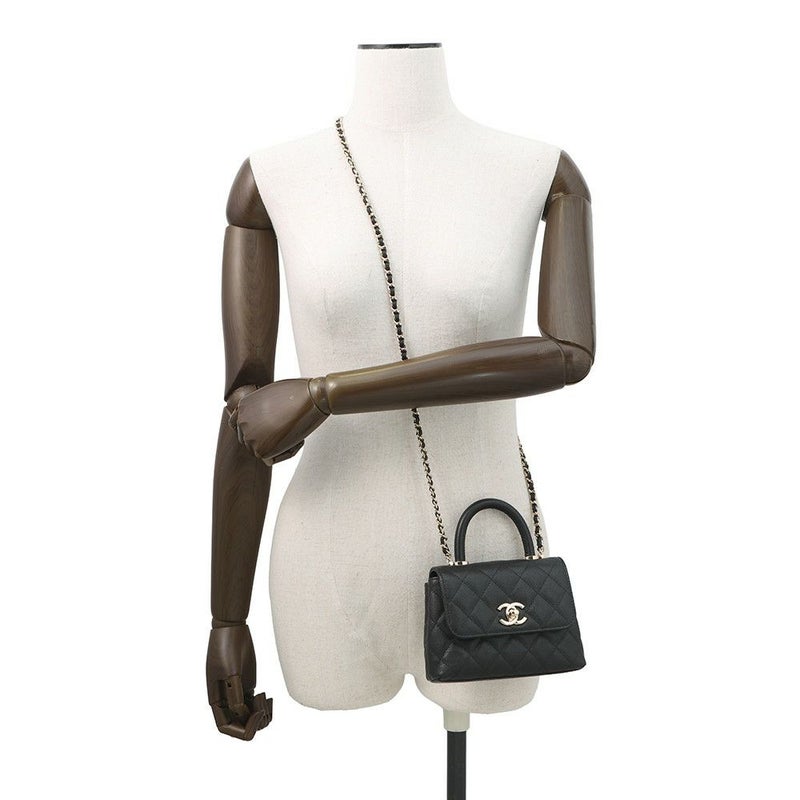 シャネル ハンドバッグ マトラッセ ココハンドル ミニミニ キャビアスキン AP4244 2wayチェーンショルダー 黒