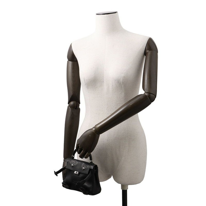 エルメス ハンドバッグ ケリードール ブラック/シルバー金具 ガリバー □D刻印 HERMES バッグ 黒