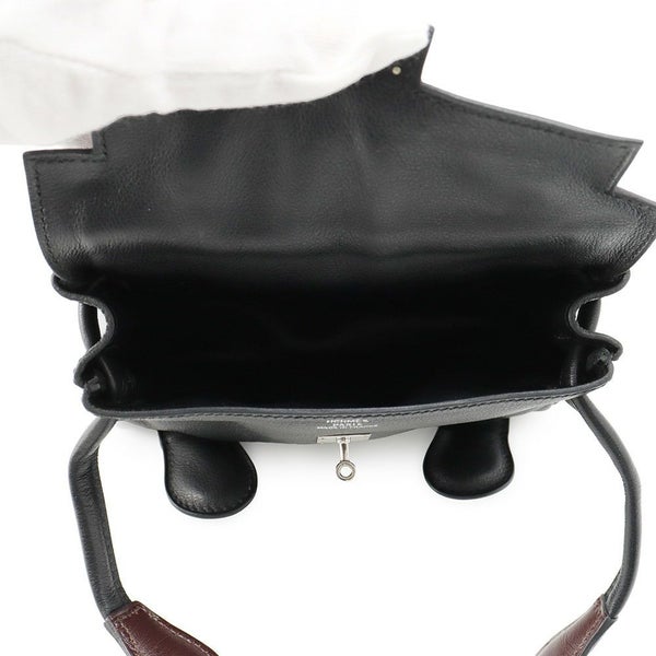エルメス ハンドバッグ ケリードール ブラック/シルバー金具 ガリバー □D刻印 HERMES バッグ 黒
