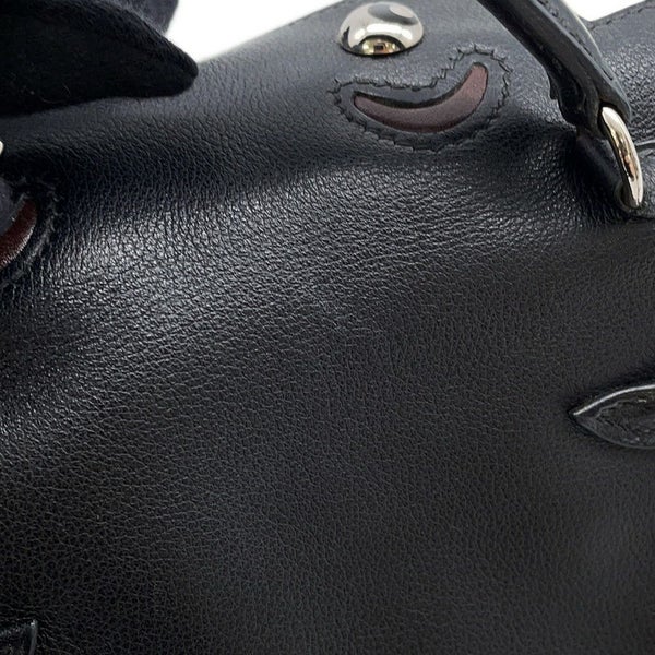 エルメス ハンドバッグ ケリードール ブラック/シルバー金具 ガリバー □D刻印 HERMES バッグ 黒