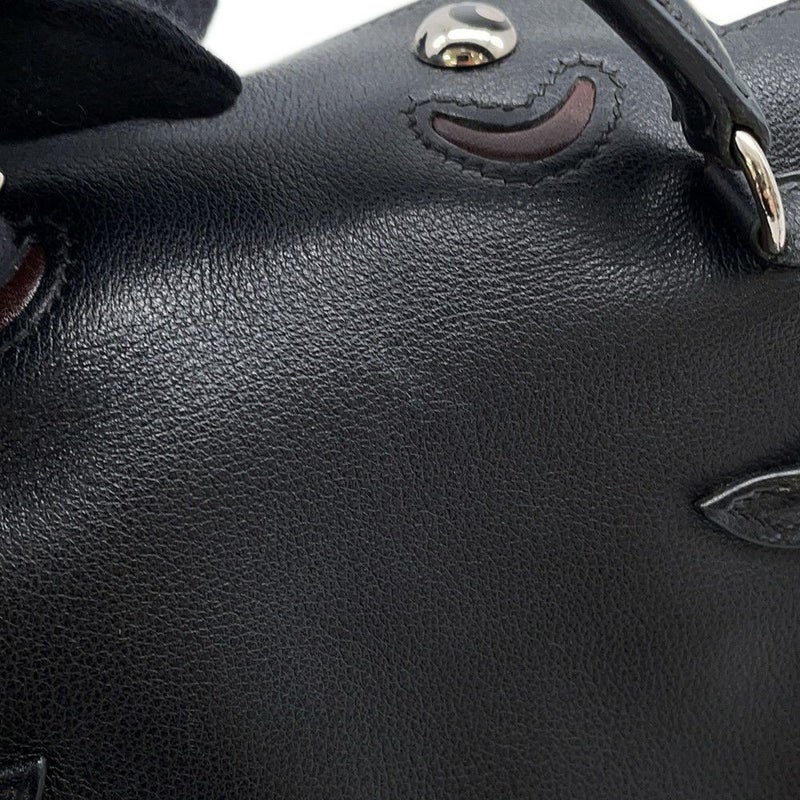 エルメス ハンドバッグ ケリードール ブラック/シルバー金具 ガリバー □D刻印 HERMES バッグ 黒